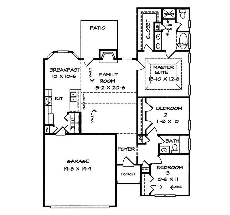Traditional House Plan First Floor - Southbrook Narrow Lot Home 076D-0003 - Shop House Plans and More
