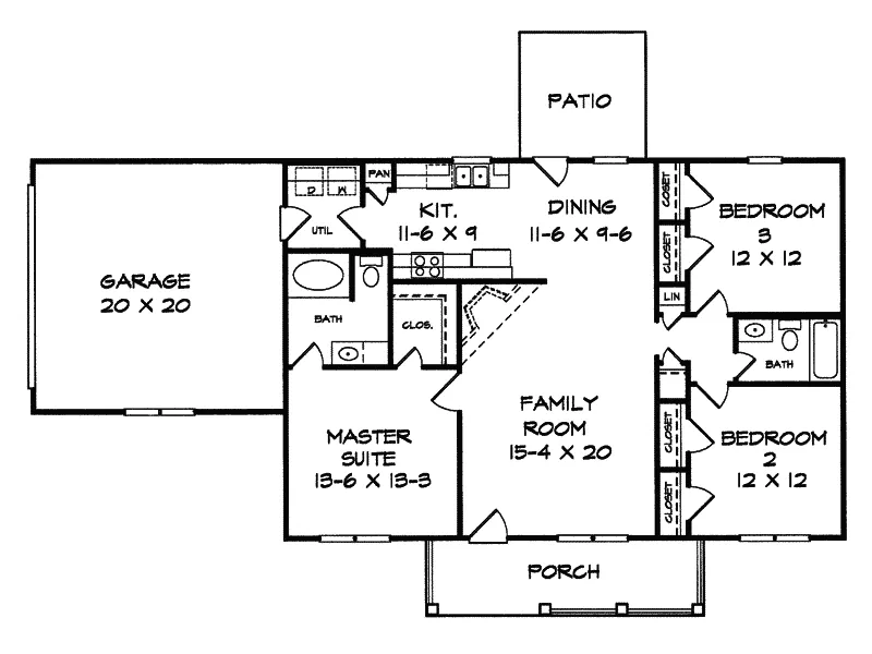 Country House Plan First Floor - Kennelwood Country Home 076D-0004 - Search House Plans and More