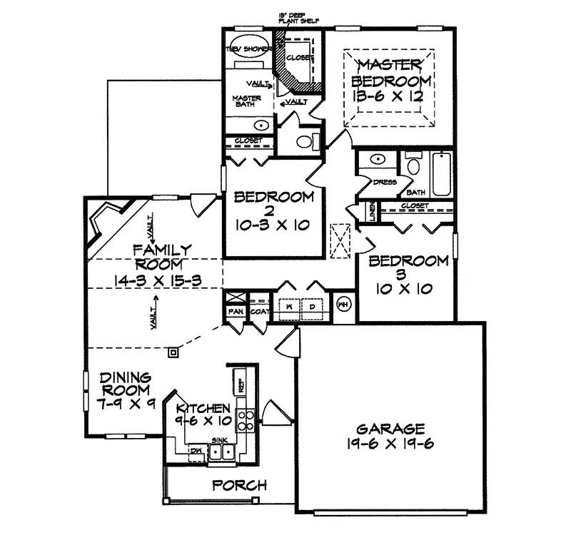 Ranch House Plan First Floor - Bethesda Place Ranch Home 076D-0011 - Search House Plans and More