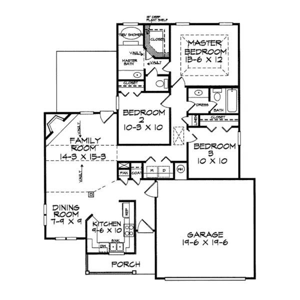 Ranch House Plan First Floor - Bethesda Place Ranch Home 076D-0011 - Search House Plans and More