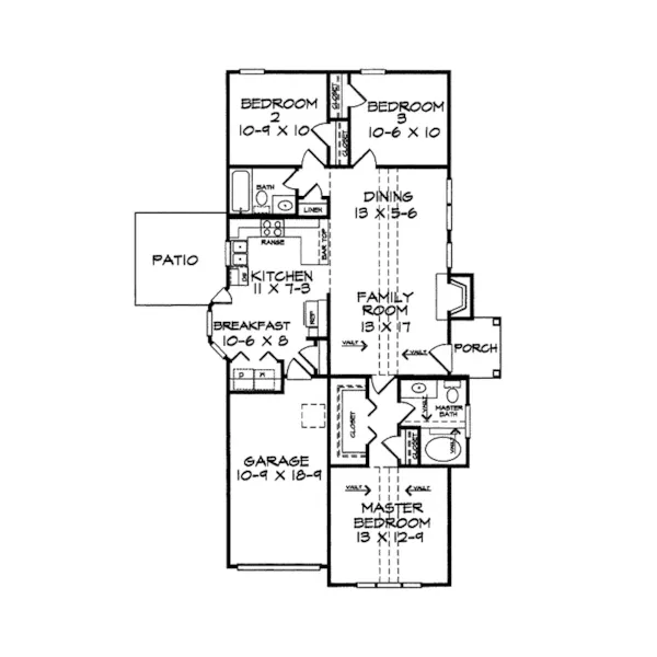 Ranch House Plan First Floor - Colleen Narrow Lot Home 076D-0014 - Search House Plans and More