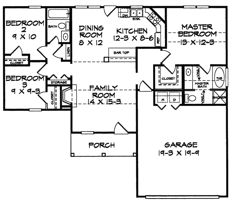 Country House Plan First Floor - Turkey Creek Ranch Home 076D-0016 - Shop House Plans and More