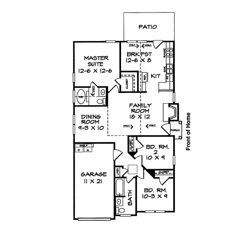 Ranch House Plan First Floor - Rowena Narrow Lot Home 076D-0017 - Shop House Plans and More
