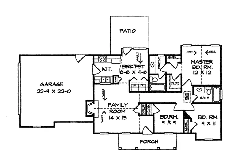 Country House Plan First Floor - Ballyneal Ranch Home 076D-0021 - Search House Plans and More