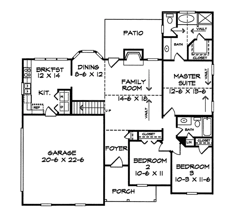 Southern House Plan First Floor - Selena Ranch Home 076D-0022 - Shop House Plans and More
