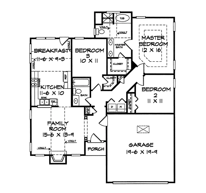 Traditional House Plan First Floor - Viewpoint Ranch Home 076D-0023 - Shop House Plans and More