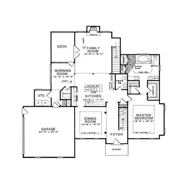 Southern House Plan First Floor - Rasmus Traditional Home 076D-0025 - Shop House Plans and More