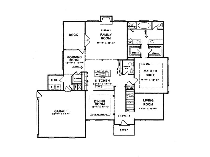 Traditional House Plan First Floor - Hawkes Bay Traditional Home 076D-0028 - Search House Plans and More