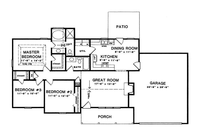 Traditional House Plan First Floor - Drayce Ranch Home 076D-0030 - Search House Plans and More