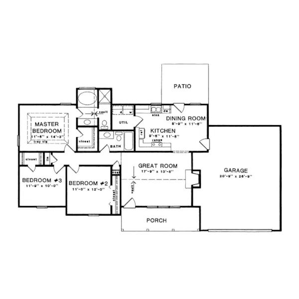 Traditional House Plan First Floor - Drayce Ranch Home 076D-0030 - Search House Plans and More