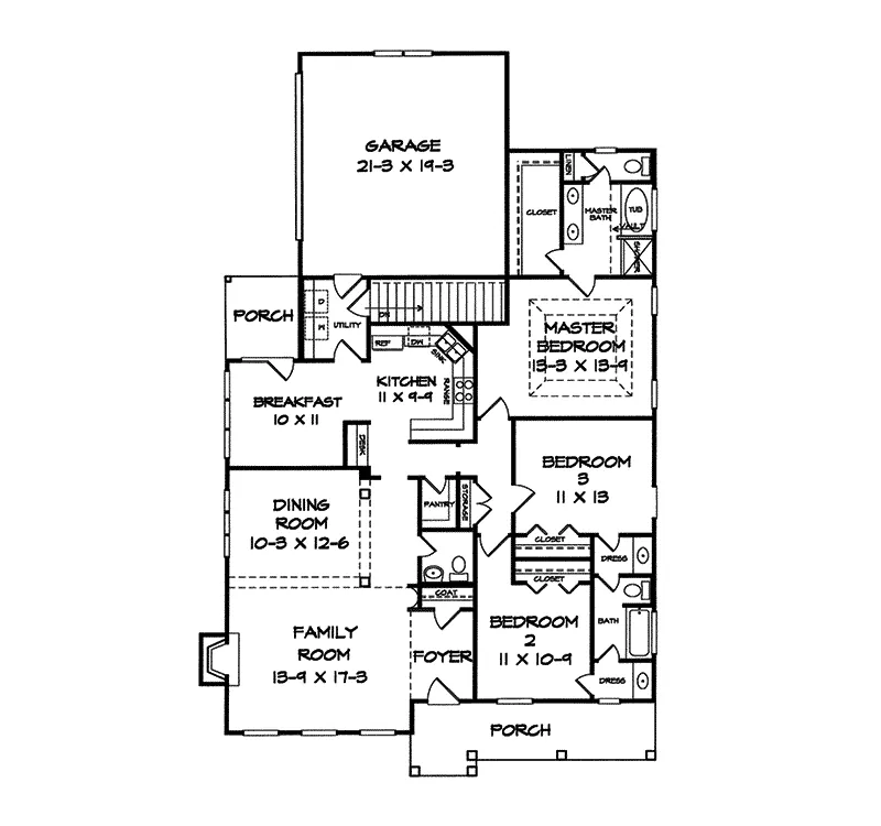 Arts & Crafts House Plan First Floor - Sorrento Colonial Home 076D-0031 - Shop House Plans and More