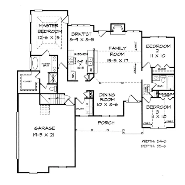 Ranch House Plan First Floor - Johnson Traditional Ranch Home 076D-0034 - Search House Plans and More