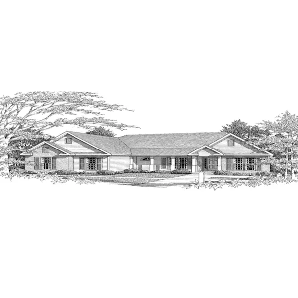 Ranch House Plan Front of Home - Johnson Traditional Ranch Home 076D-0034 - Search House Plans and More