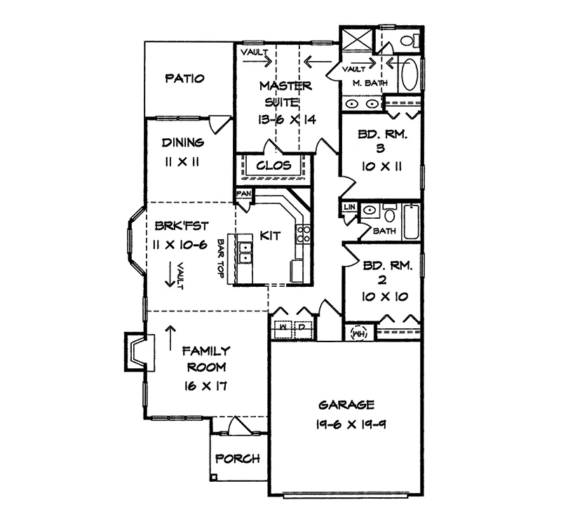 Ranch House Plan First Floor - Mitchum Traditional Ranch Home 076D-0037 - Shop House Plans and More
