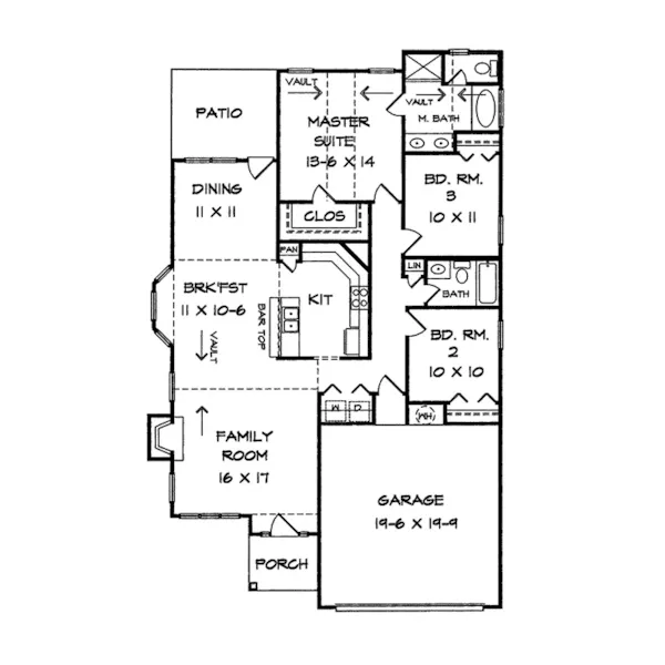 Traditional House Plan First Floor - Mitchum Traditional Ranch Home 076D-0037 - Shop House Plans and More