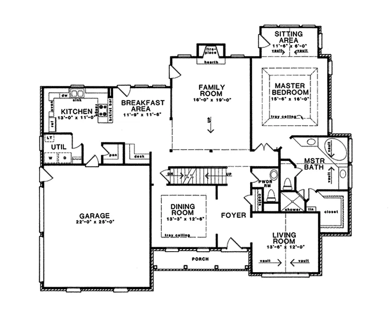 Southern House Plan First Floor - Hugo Traditional Home 076D-0039 - Search House Plans and More
