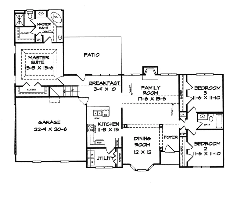 Ranch House Plan First Floor - Sandra Anne Ranch Home 076D-0040 - Shop House Plans and More