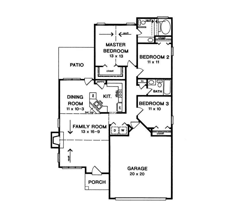 Country House Plan First Floor - Willow Hill Ranch Home 076D-0042 - Shop House Plans and More