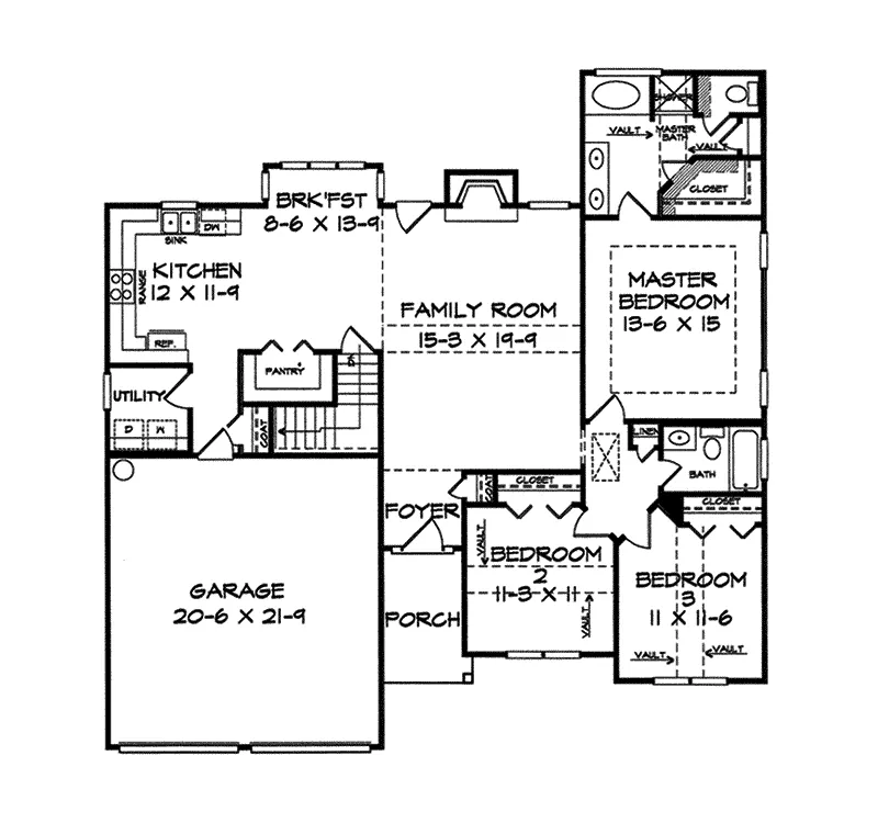 Country House Plan First Floor - Geiger Ranch Home 076D-0049 - Search House Plans and More