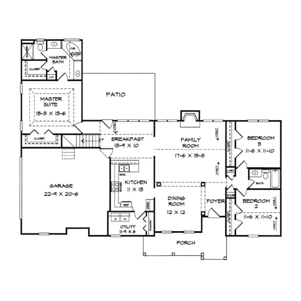 Country House Plan First Floor - Morres Point Country Ranch Home 076D-0050 - Shop House Plans and More