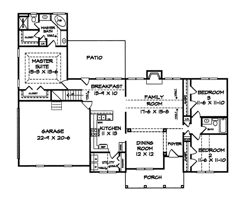 Southern House Plan First Floor - Middleton Manor Southern Home 076D-0051 - Shop House Plans and More