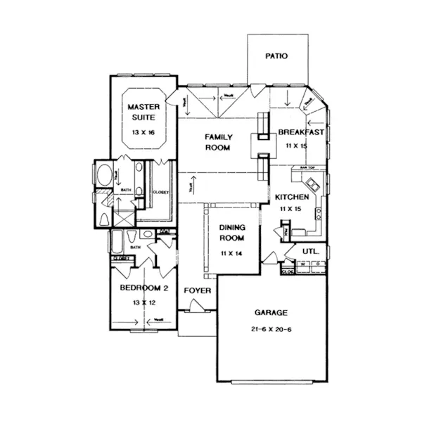 Southern House Plan First Floor - Van Nostrand European Home 076D-0056 - Shop House Plans and More