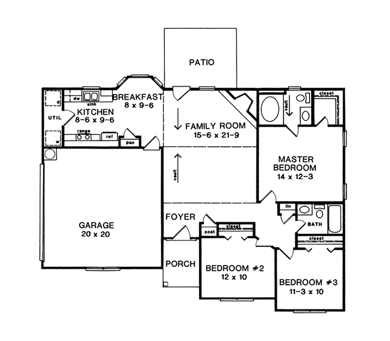 Ranch House Plan First Floor - Chamberlain Falls Ranch Home 076D-0060 - Search House Plans and More