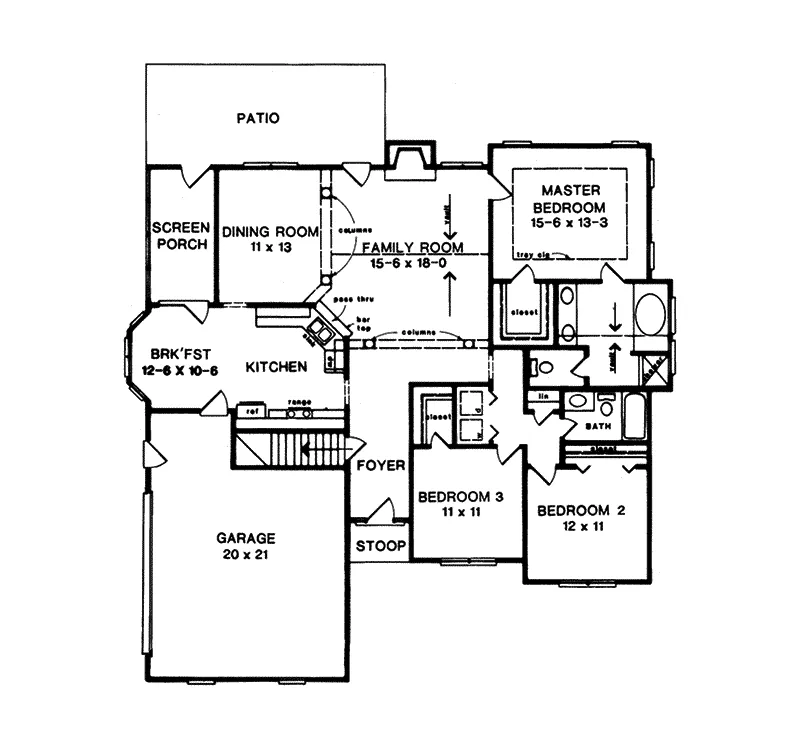 Traditional House Plan First Floor - Alnwick Traditional Ranch Home 076D-0061 - Search House Plans and More