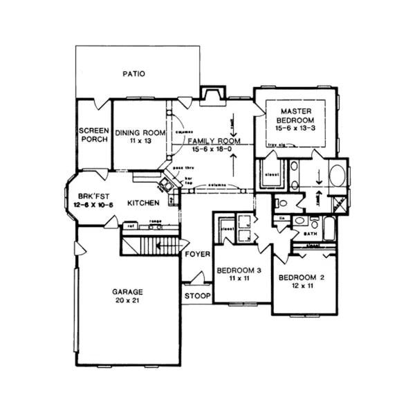 Ranch House Plan First Floor - Alnwick Traditional Ranch Home 076D-0061 - Search House Plans and More