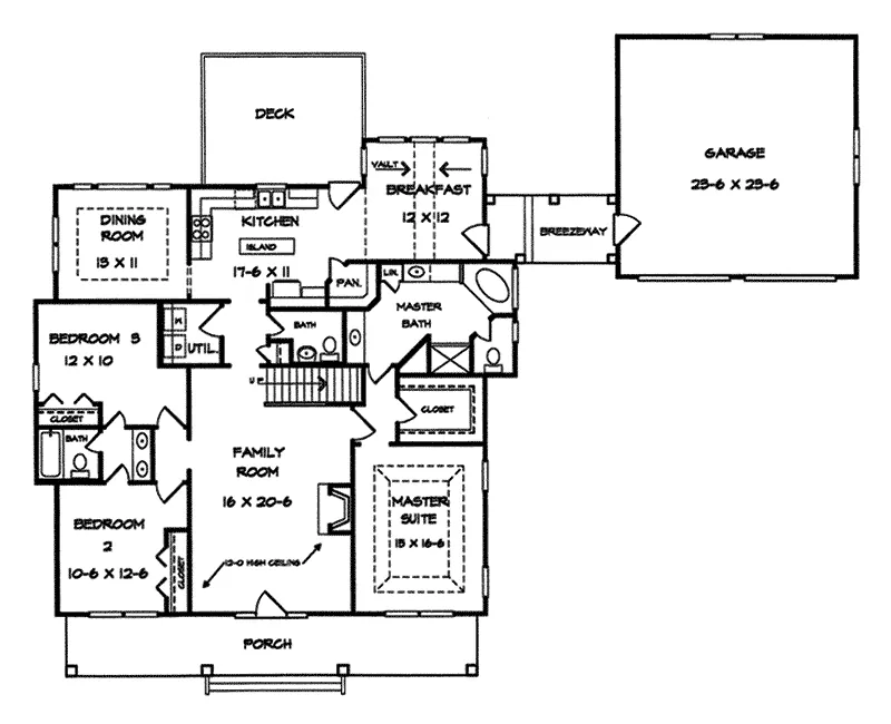 Southern House Plan First Floor - Benton Bayou Southern Home 076D-0062 - Search House Plans and More