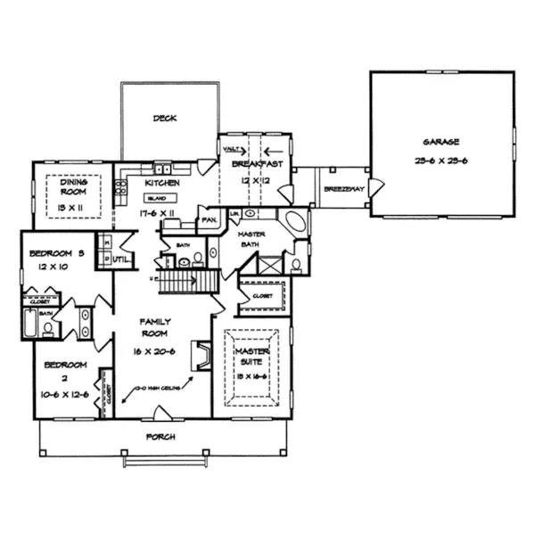 Traditional House Plan First Floor - Benton Bayou Southern Home 076D-0062 - Search House Plans and More