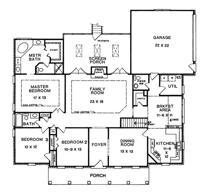 European House Plan First Floor - Bourne Southern Home 076D-0069 - Search House Plans and More