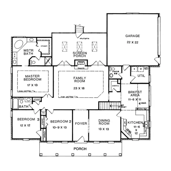 Southern House Plan First Floor - Bourne Southern Home 076D-0069 - Search House Plans and More