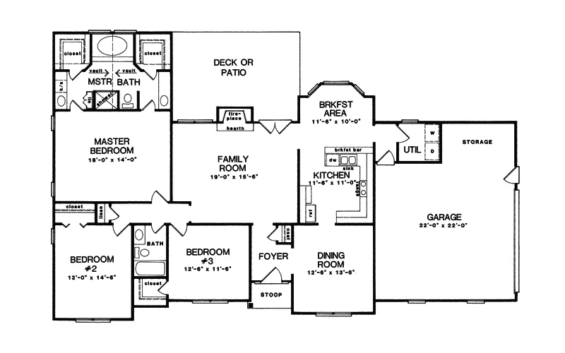 Ranch House Plan First Floor - Drexel Hill Ranch Home 076D-0070 - Search House Plans and More