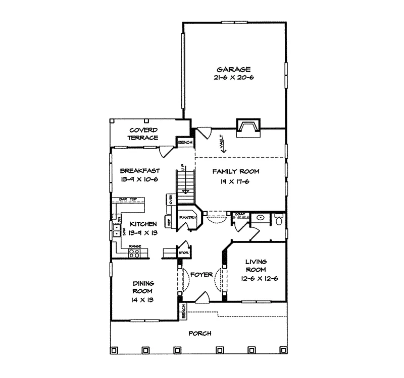 Country House Plan First Floor - Meadowlark Southern Home 076D-0072 - Shop House Plans and More