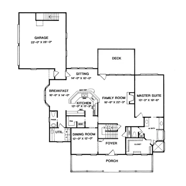 Country House Plan First Floor - Moss Creek Country Home 076D-0076 - Shop House Plans and More