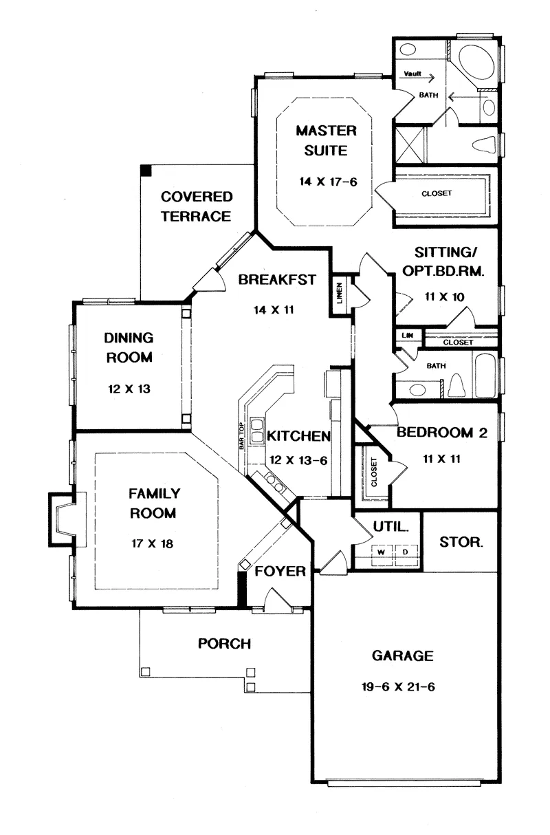 Ranch House Plan First Floor - Hattiesburg Ranch Home 076D-0077 - Search House Plans and More