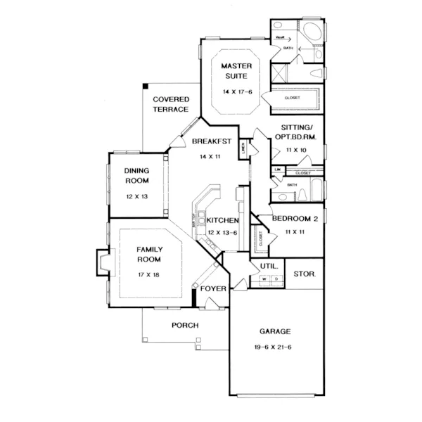 Traditional House Plan First Floor - Hattiesburg Ranch Home 076D-0077 - Search House Plans and More