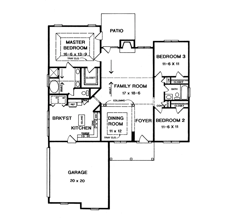 Traditional House Plan First Floor - Gallardo Traditional Ranch Home 076D-0080 - Search House Plans and More