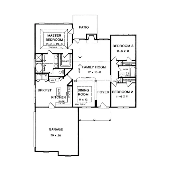 Traditional House Plan First Floor - Gallardo Traditional Ranch Home 076D-0080 - Search House Plans and More