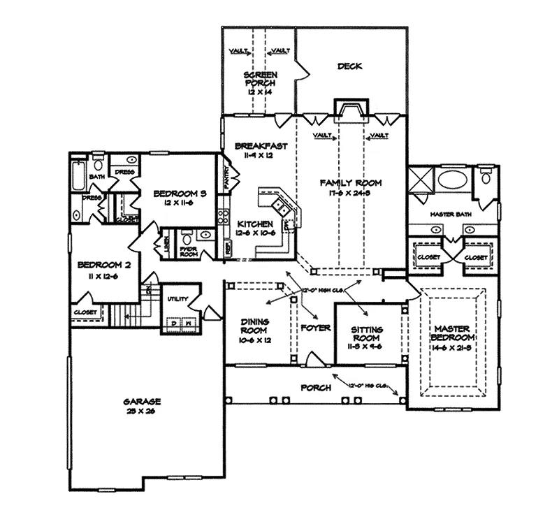 Ranch House Plan First Floor - Bianca Ranch Home 076D-0082 - Search House Plans and More