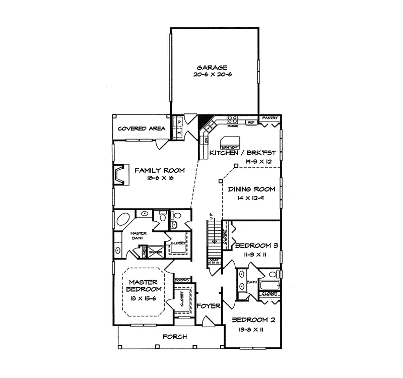 Ranch House Plan First Floor - Creighton Farm Country Home 076D-0085 - Search House Plans and More