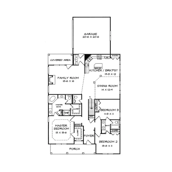 Traditional House Plan First Floor - Creighton Farm Country Home 076D-0085 - Search House Plans and More