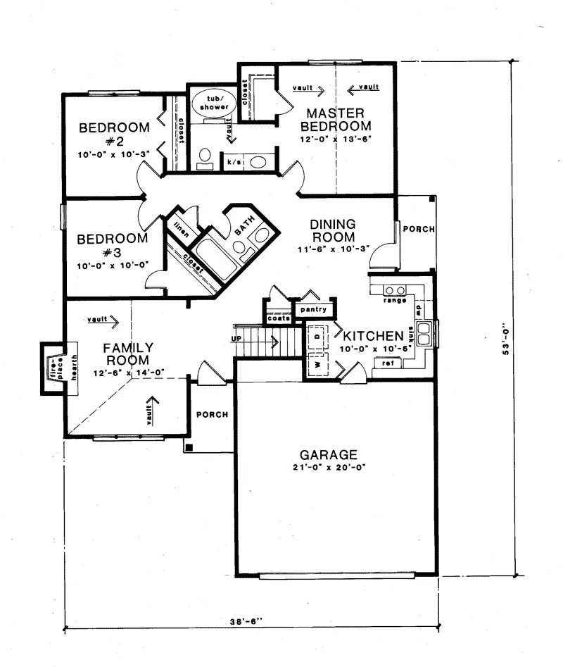Traditional House Plan First Floor - Margarette Ranch Home 076D-0090 - Shop House Plans and More