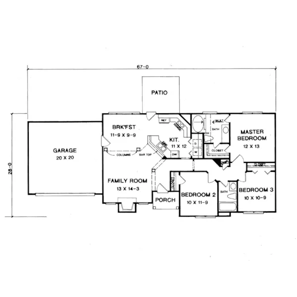 Ranch House Plan First Floor - Summerblossom Ranch Home 076D-0091 - Shop House Plans and More