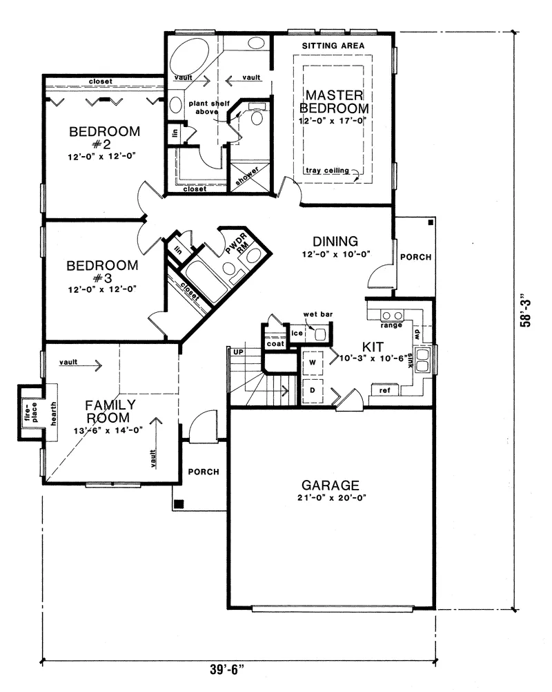 Ranch House Plan First Floor - Torlina Ranch Narrow Lot Home 076D-0094 - Shop House Plans and More