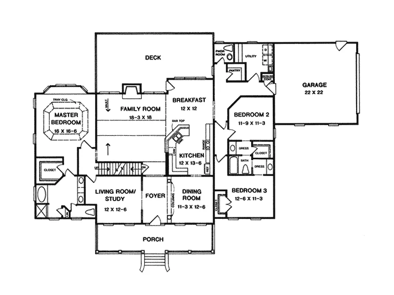 Country House Plan First Floor - Keevanshore Country Home 076D-0095 - Search House Plans and More