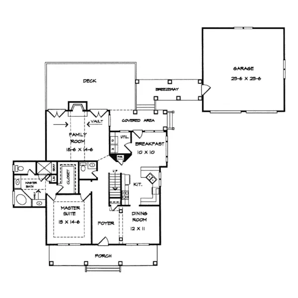 Traditional House Plan First Floor - Lemay Park Country Home 076D-0097 - Shop House Plans and More