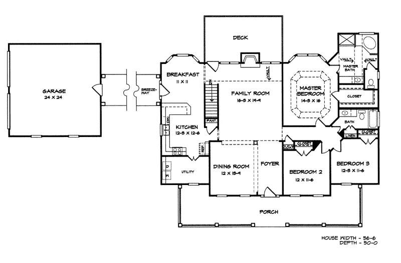 Country House Plan First Floor - Casadore Lake Country Home 076D-0098 - Search House Plans and More