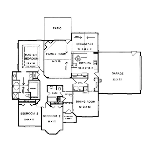 Ranch House Plan First Floor - Beckett Hill Ranch Home 076D-0101 - Search House Plans and More